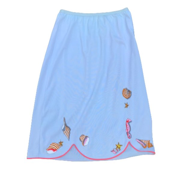 Vintage 50s Vanity Fair Mermaid Core Pillow Tab Seashells Tricot Slip Skirt XS - Picture 1 of 17